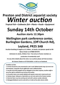 Preston and District Winter auction - THIS WEEKEND 