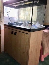 125litre aquarium, wooden cabinet & filtration system