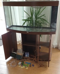 Juwel vision 260 litre Fish Tank + cabinet, bow front, Dark Wood, Filters, Heaters&.....for sale