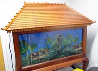 £375 Unique Oriental Pagoda Aquarium in stand 250L, + Filter, light, Heater + extras